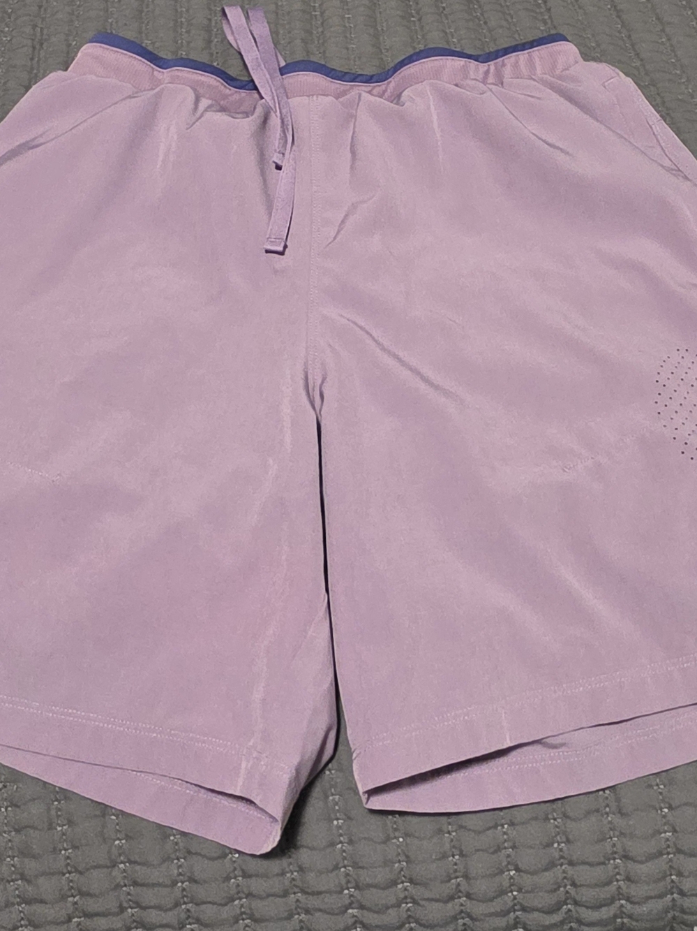Fabletics Men's Athletic Shorts in Light Purple with Blue Trim